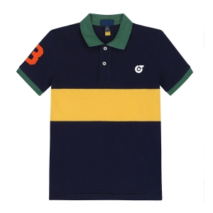 TE-3957 Men&rsquo;s Varsity Performance Polo &ndash; Navy & Gold Colorblock Rugby Shirt &ndash;  - TE-3957