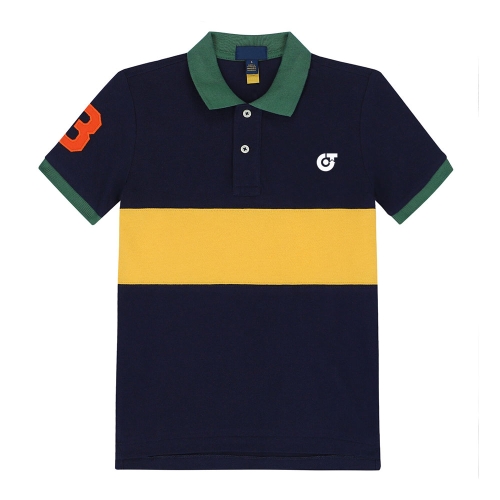 TE-3957 Men&rsquo;s Varsity Performance Polo &ndash; Navy & Gold Colorblock Rugby Shirt &ndash;  - Art No TE-3957 - True Trade Corporation