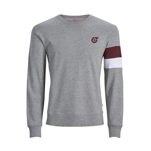 TE-3979 Men&rsquo;s Performance Varsity Sweatshirt &ndash; Heather Grey Crewneck with Contrast Armba - Art No TE-3979 - True Trade Corporation