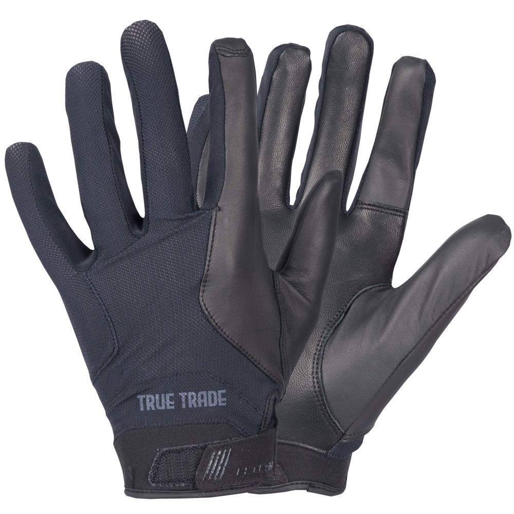 True Trade TE-4017 Leather Palm Ventilated Tactical Gloves – Breathable Mesh Back for Patrol