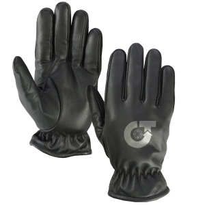 True Trade TE-4027 All-Black Leather Duty Gloves &ndash; Gathered Elastic Wrist for Secure Patrol - TE-4027