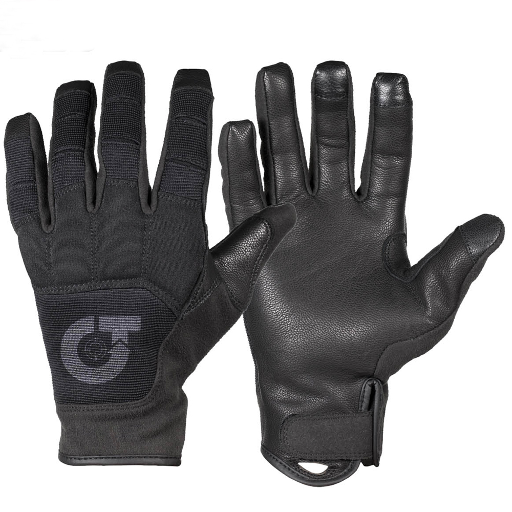 TE-4028 All-Black Professional Duty Gloves – Reinforced Synthetic Back & Smooth Leather Pa