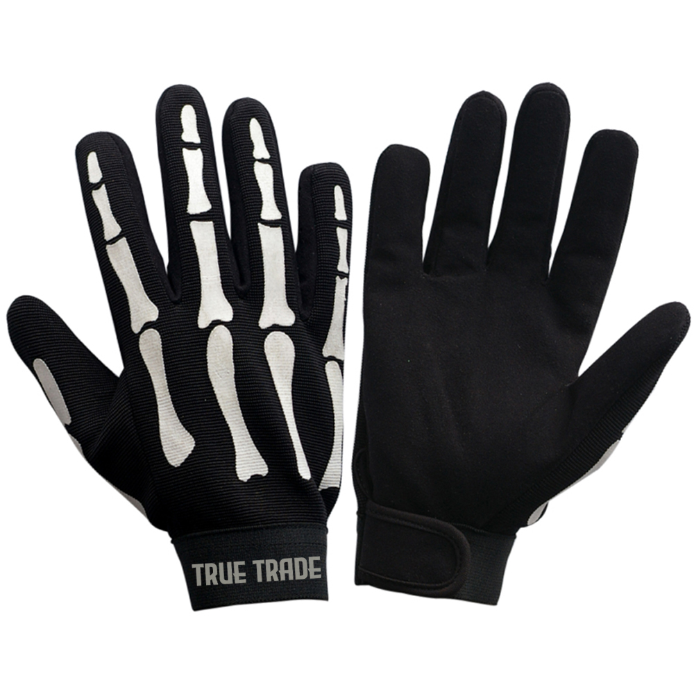 TE-3008 Skeleton Mechanics Gloves – Durable Bone-Print Work Gloves for Mechanics, Technicians,