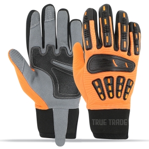 True Trade TE-3013 Hi-Vis Impact Safety Gloves &ndash; Heavy Duty TPR Protection & Reinforced Gr - TE-3013