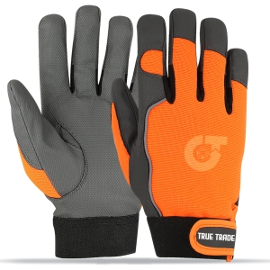 True Trade TE-3014 Hi-Vis Mechanic Gloves &ndash; Touchscreen Compatible with Non-Slip Grip & Ve - TE-3014