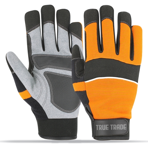True Trade TE-3021 Hi-Vis Mechanic Safety Gloves &ndash; Padded Anti-Vibration Palm & Reinforced - Art No TE-3021 - True Trade Corporation