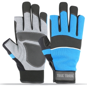 True Trade TE-3025 Fingerless Work Gloves &ndash; Padded Palm Grip & High-Dexterity Half-Finger  - TE-3025