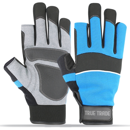 True Trade TE-3025 Fingerless Work Gloves &ndash; Padded Palm Grip & High-Dexterity Half-Finger  - Art No TE-3025 - True Trade Corporation