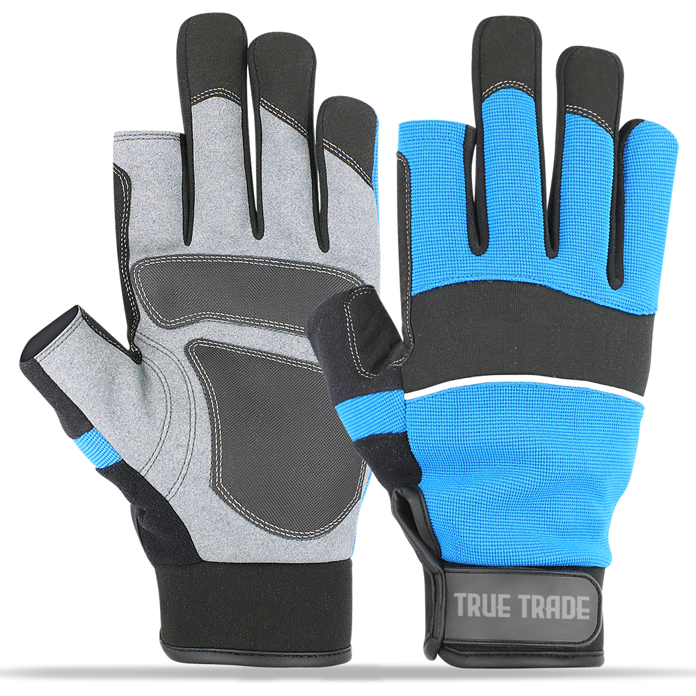 True Trade TE-3025 Fingerless Work Gloves – Padded Palm Grip & High-Dexterity Half-Finger