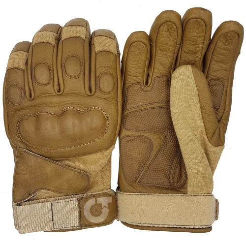 Leather Hard Knuckle Tactical Gloves - Coyote Brown Assault & Pilot Style - Art No TE-2008 - True Trade Corporation