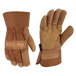 Split Leather Palm Work Gloves - Gauntlet Cuff Heavy Duty Utility - TE-2009