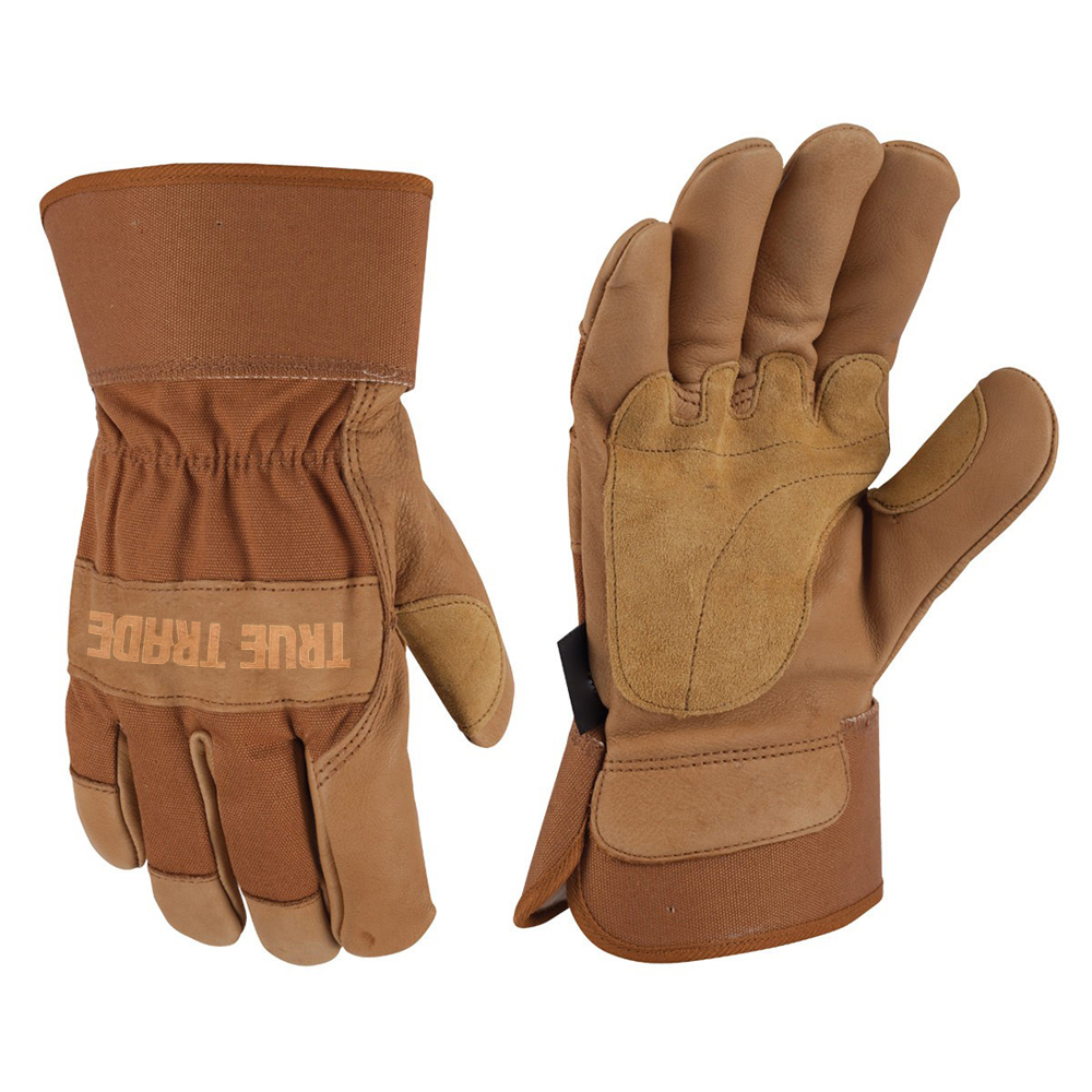 Split Leather Palm Work Gloves - Gauntlet Cuff Heavy Duty Utility