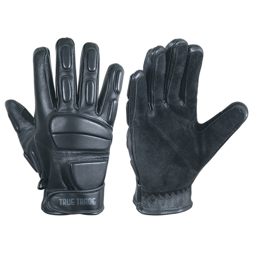 True Trade TE-2020 Black Padded Knuckle Tactical Gloves - Suede Palm - Art No TE-2020 - True Trade Corporation