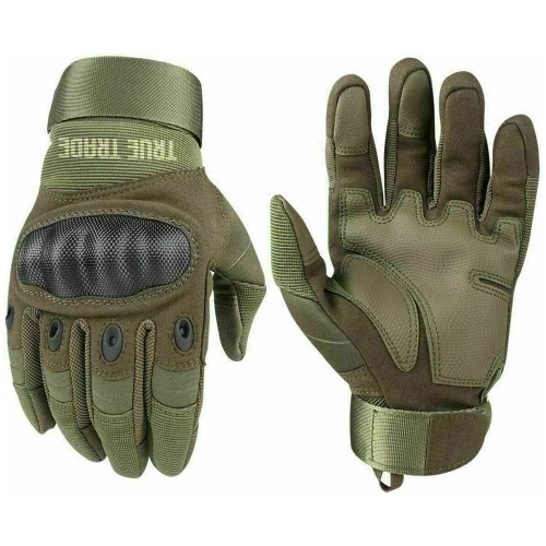 Hard Knuckle Tactical Gloves - OD Green Military Shooting & Work Gear - Art No TE-1032 - True Trade Corporation